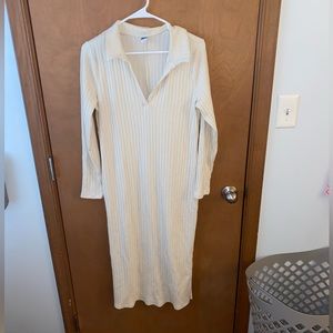 Old Navy Cream Ribbed Midi Dress